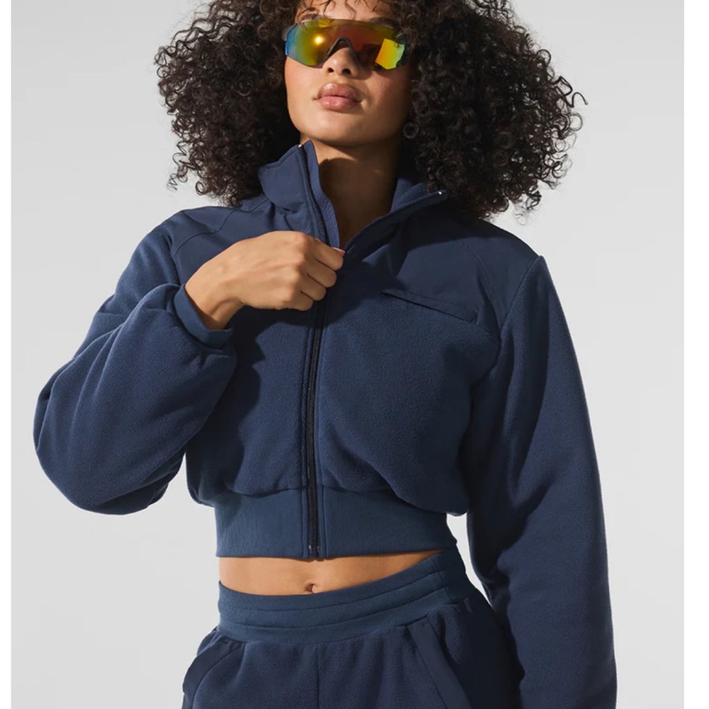 Alo Yoga Navy Polar Fleece Jacket
